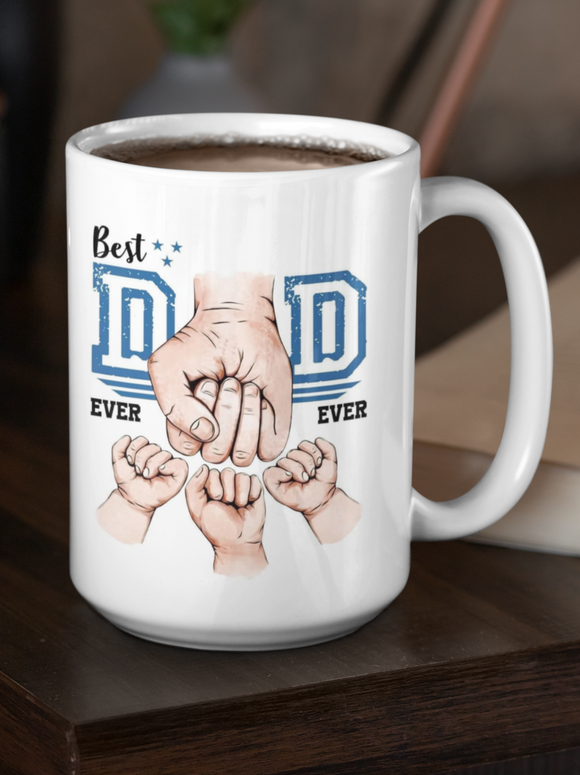 Best Dad Ever Kid's Fist Bump 15 0unce Coffee Mug
