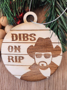 Dibs on Rip Laser Cut and Engraved Wood Ornament