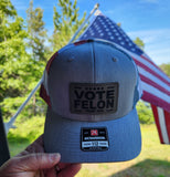 Vote Felon Trump 2024 Flag Trucker Cap Hat with Leather Patch