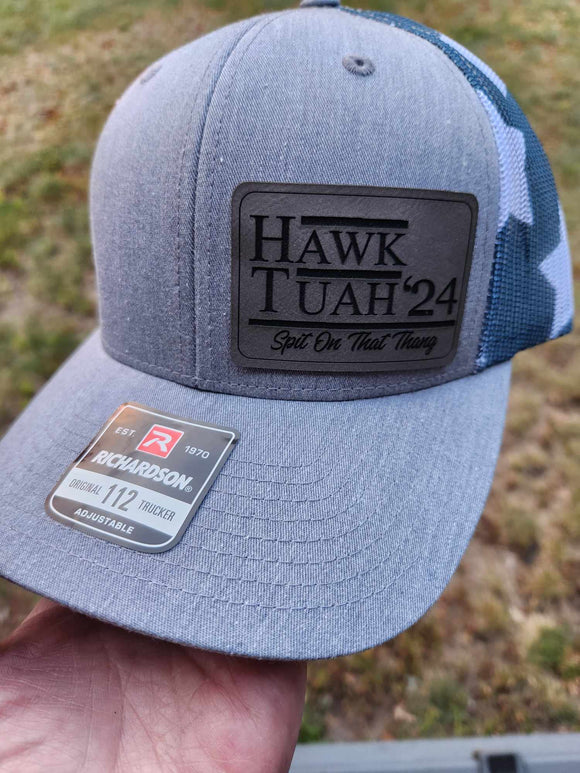 Hawk Tuah '24 Trucker Cap Hat with Leather Patch