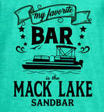 My favorite bar is the Mack Lake Sandbar T-shirt