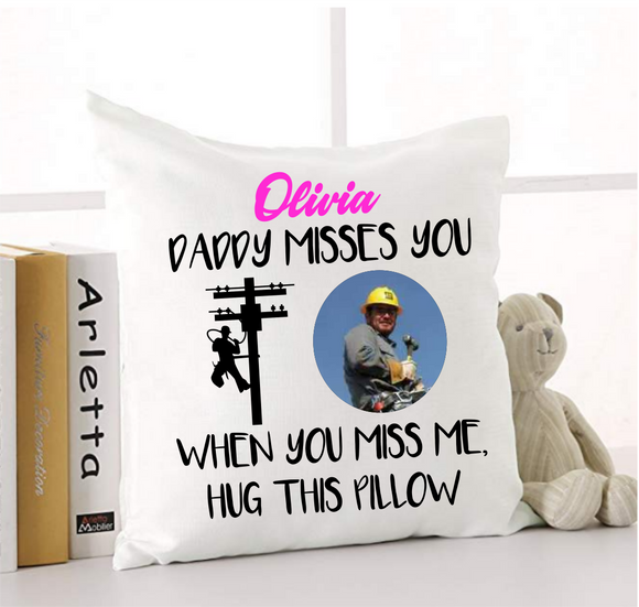 Daddy Loves You Personalized Pillow for a Lineman's Kid