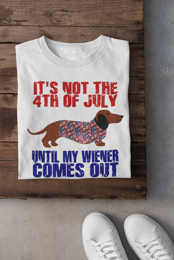 4th of July Wiener Comes Out Tee Dachshund