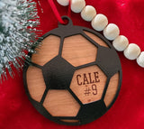 Sports Personalized Stocking Tag/Ornament Laser cut and engraved