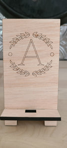 Monogramed Phone Stand Laser cut and engraved