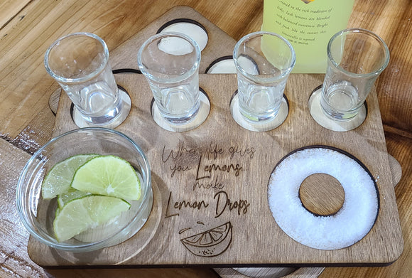 Lemon Drop Shot Tray Laser cut and engraved