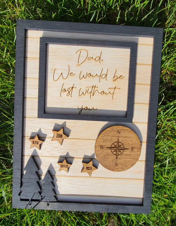 Father's Day laser-cut sign for Dad, engraved wood sign