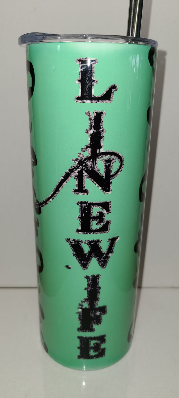 Linewife Teal leopard and glitter 20 OZ Tumbler