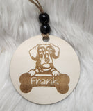 Dachshund Personalized Laser Cut and Engraved Wood Ornament