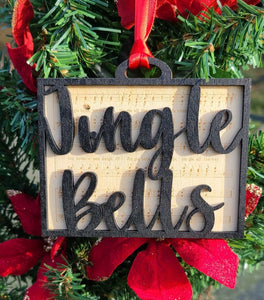 Jingle Bells Lyric Laser Cut and Engraved Wood Ornament