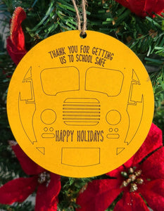 School Bus Driver Laser Cut and Engraved Wood Ornament