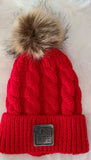 Patch Cable Knit Pom Pom Beanie