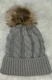 Patch Cable Knit Pom Pom Beanie