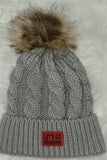 Patch Cable Knit Pom Pom Beanie