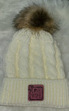 Patch Cable Knit Pom Pom Beanie