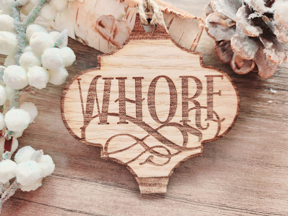 Arabesque Whore Laser Cut and Engraved Wood Ornament