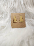 Christmas Tree Gold Mirror Earring Studs