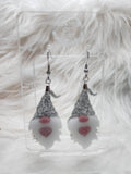 Glitter Gnome Gonk with Heart Dangle Earrings Acrylic Handmade Laser Cut