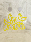 Balloon Dog Laser Cut Acrylic Handmade Earring Studs