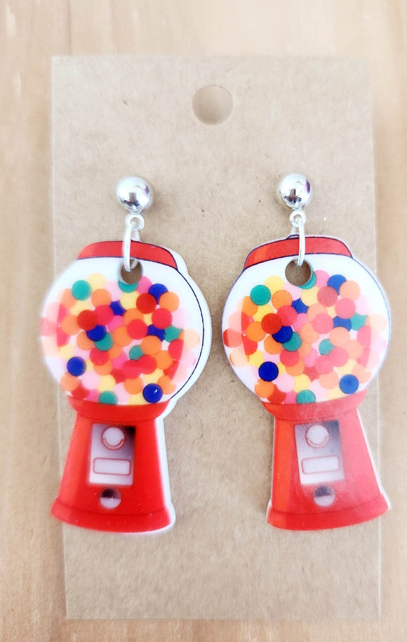 Gumball Machine Dangle Earrings Laser Cut Acrylic Handmade Earrings