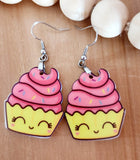 Cupcake Dangle Earrings Laser Cut Acrylic Handmade Earrings