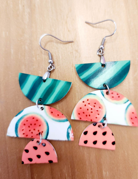 Watermelon Dangle Earrings Laser Cut Acrylic Handmade Earrings