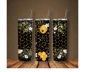 Bees with a hive 20 OZ Skinny Tumbler with Straw