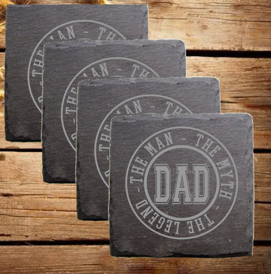 Laser Engraved Slate Coasters  - Set of 4 - Dad
