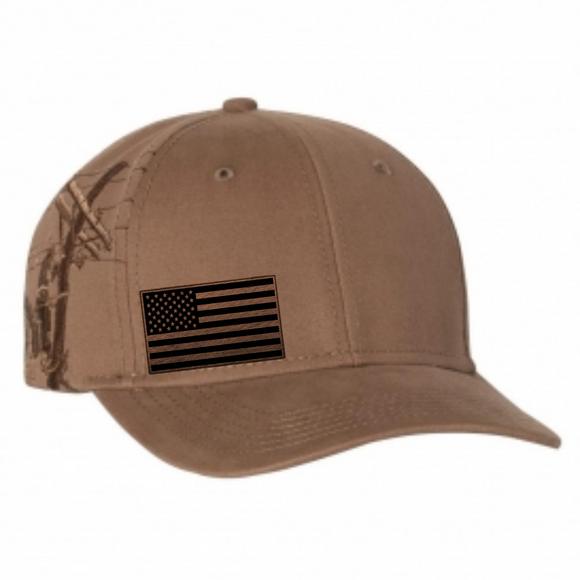 Lineman embroidered Ball Cap with Flag leather patch