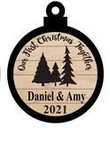 Our First Christmas Together Tree  Laser Cut and Engraved Wood Ornament