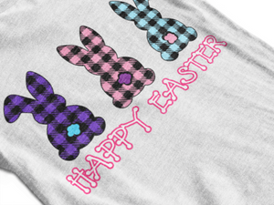 Happy Easter Plaid Bunnies Tee