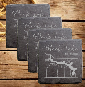 Mack Lake Map Coasters